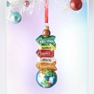 Neiman Marcus World Directions 5” polish blown glass Christmas ornament